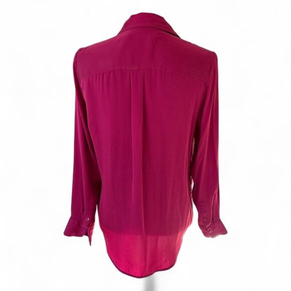 QUINCE Washable Silk Stretch Blouse Lot of 2 – Navy & Fuchsia, Size M - Picture 8 of 11